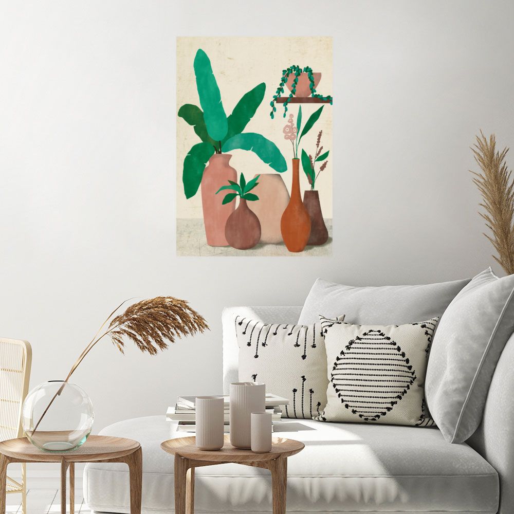 Affiche Vases et feuillage