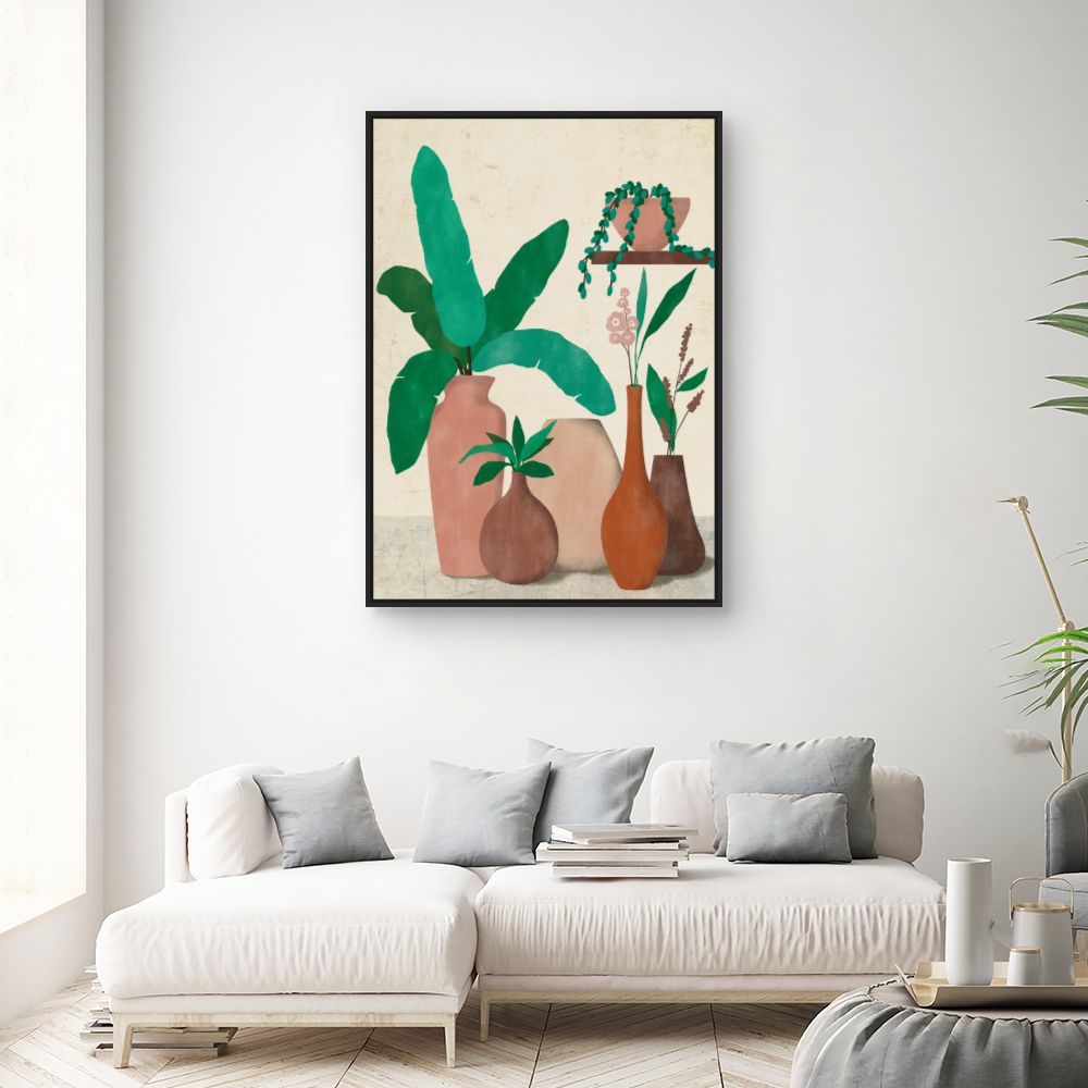 Tableau Vases et feuillage