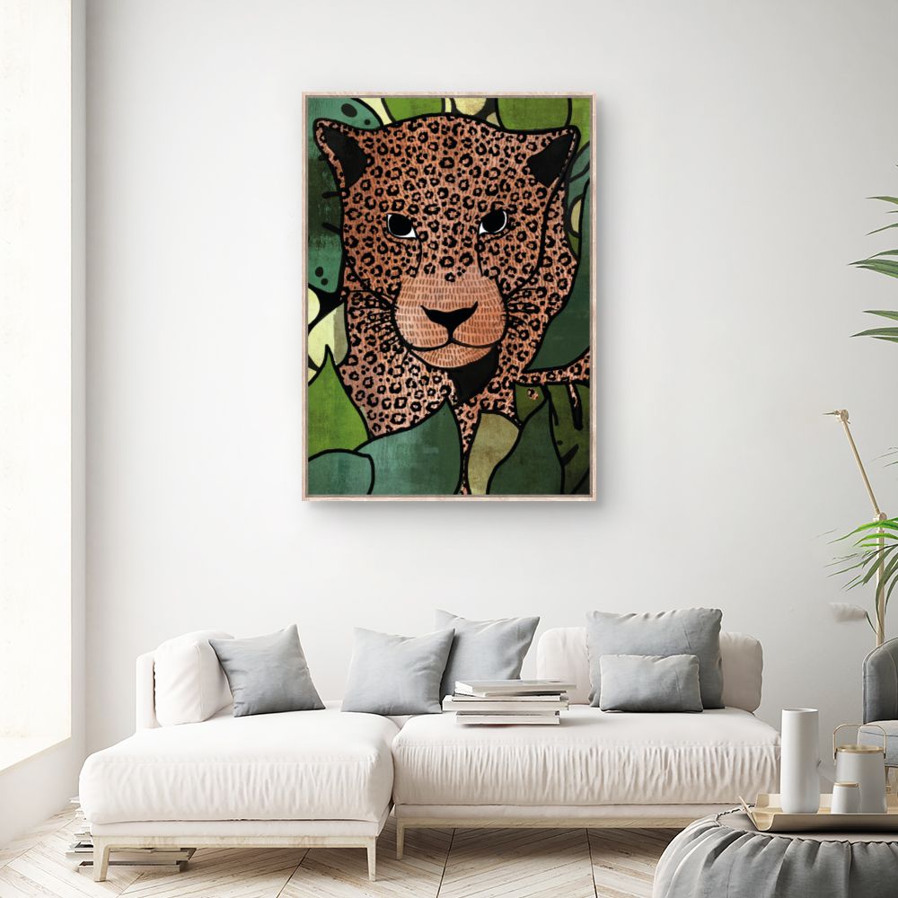 Tableau Léopard caché jungle