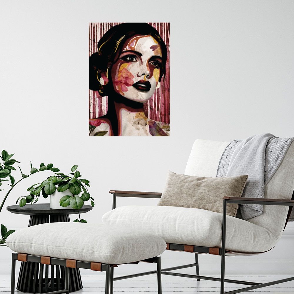 Affiche Portrait floral vibrant