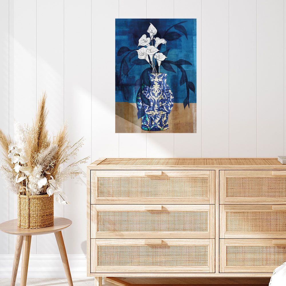 Affiche Élégantes fleurs bleues