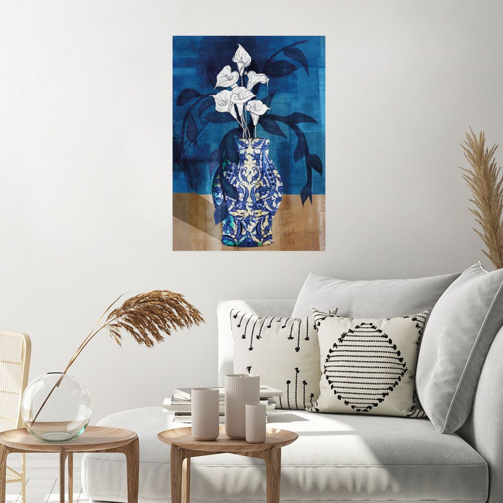 Affiche Élégantes fleurs bleues
