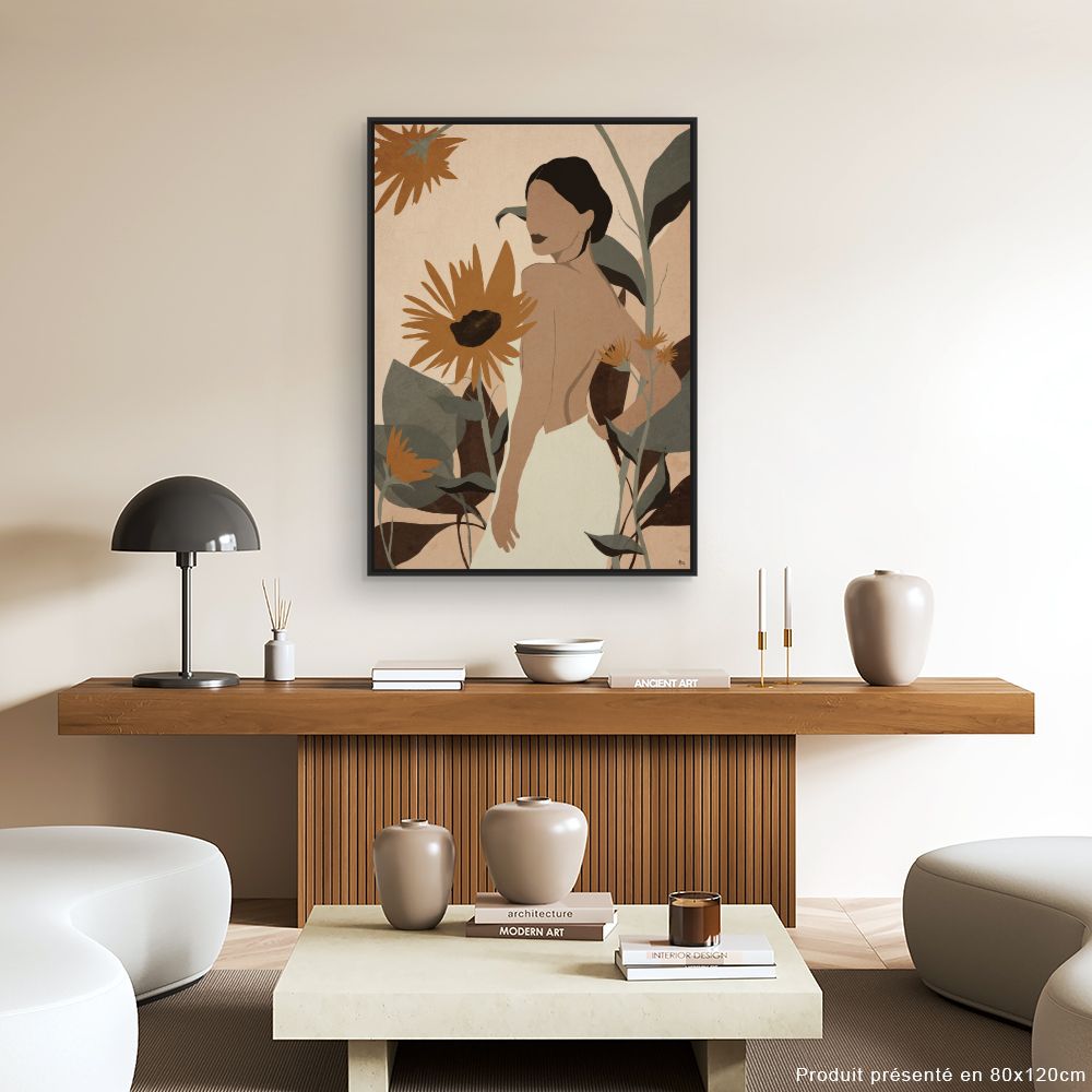Tableau Femme fleurs élégantes