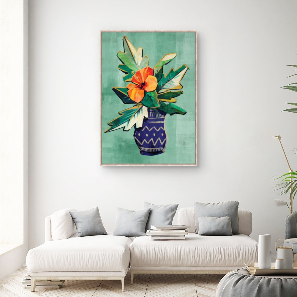 Tableau Vase fleuri vibrant