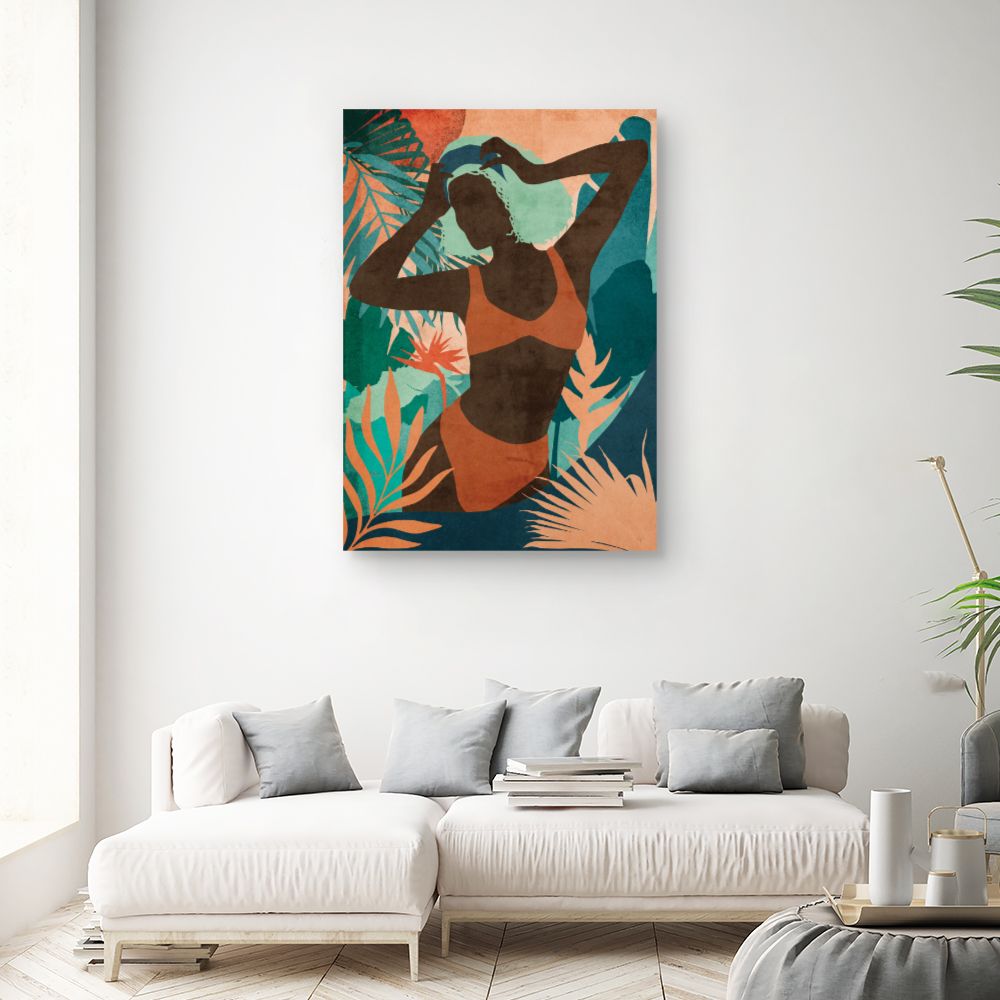 Tableau Silhouette exotique vibrante