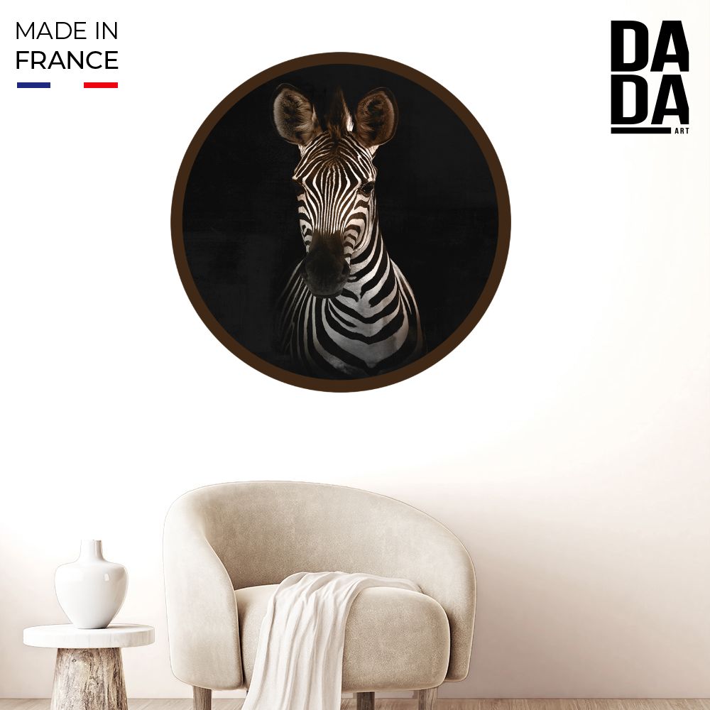 Papier peint rond "Zèbre captivant"