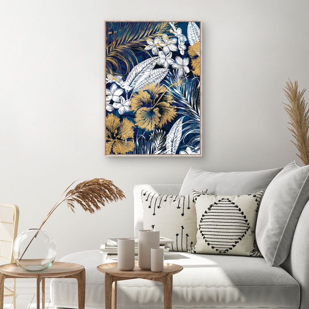 Tableau Fleurs exotiques dorées