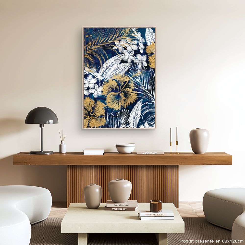 Tableau Fleurs exotiques dorées