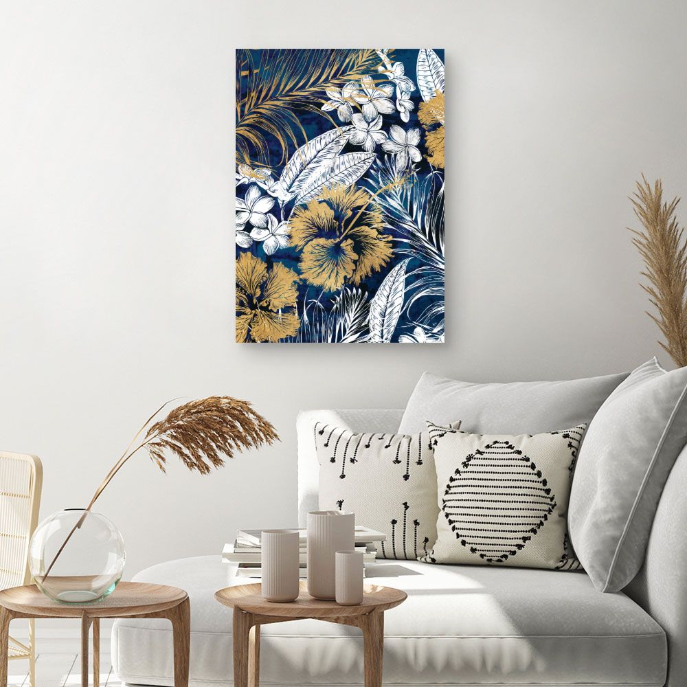 Tableau Fleurs exotiques dorées