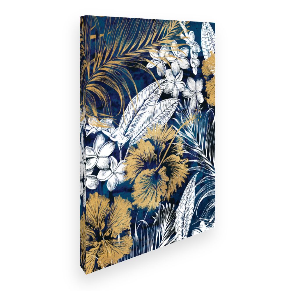 Toile Fleurs exotiques dorées