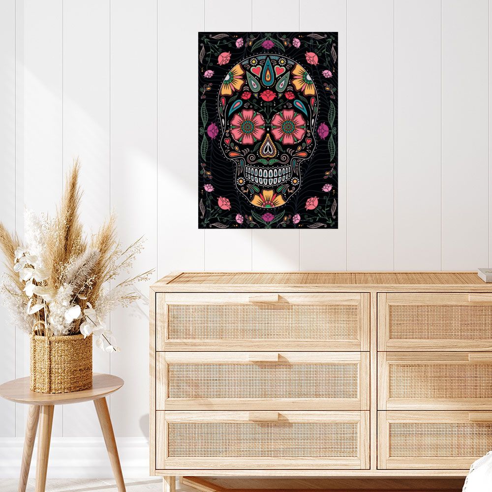 Affiche Crâne fleuri