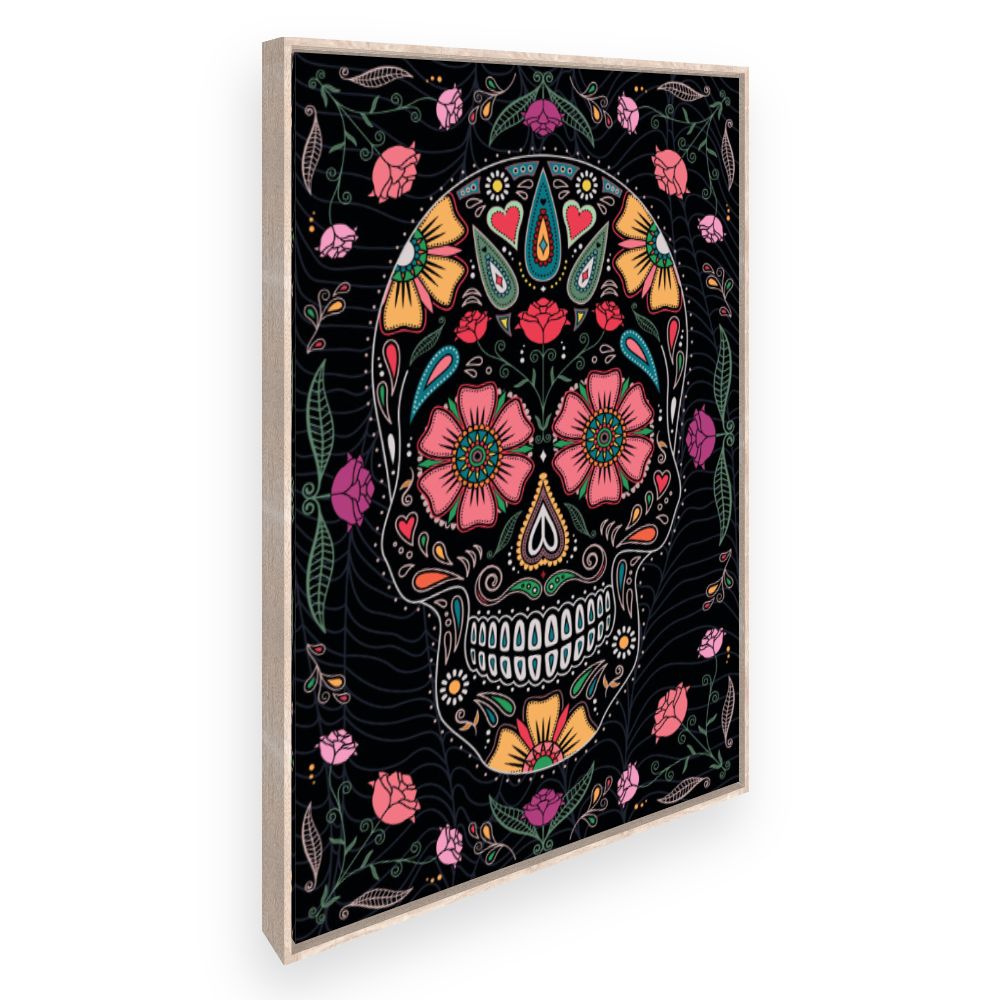 Toile Crâne floral vibrant