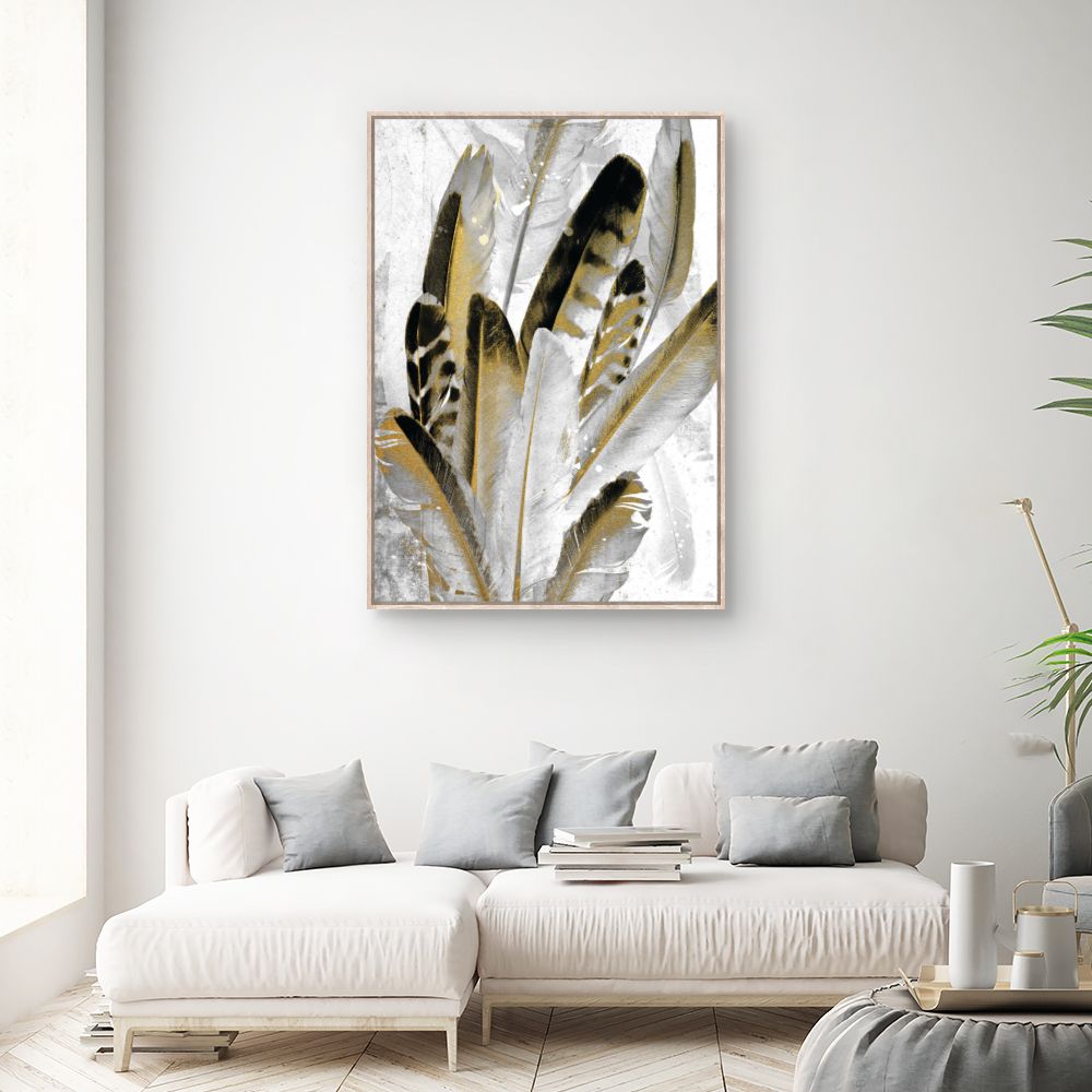 Tableau Plumes dorées élégantes