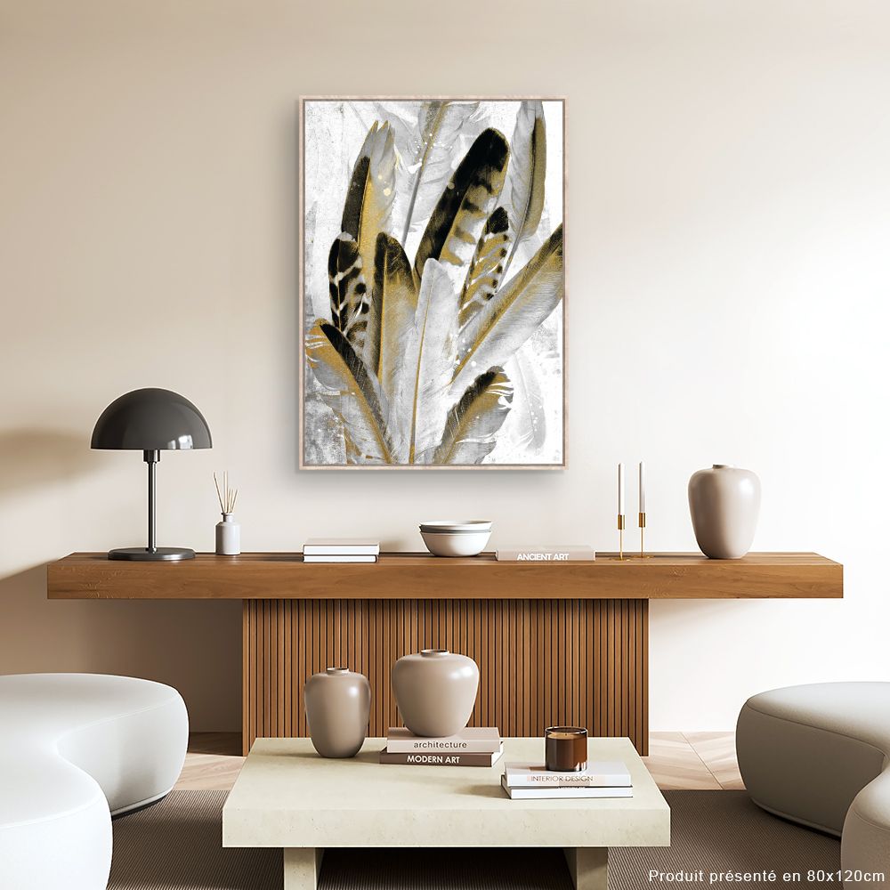 Tableau Plumes dorées élégantes
