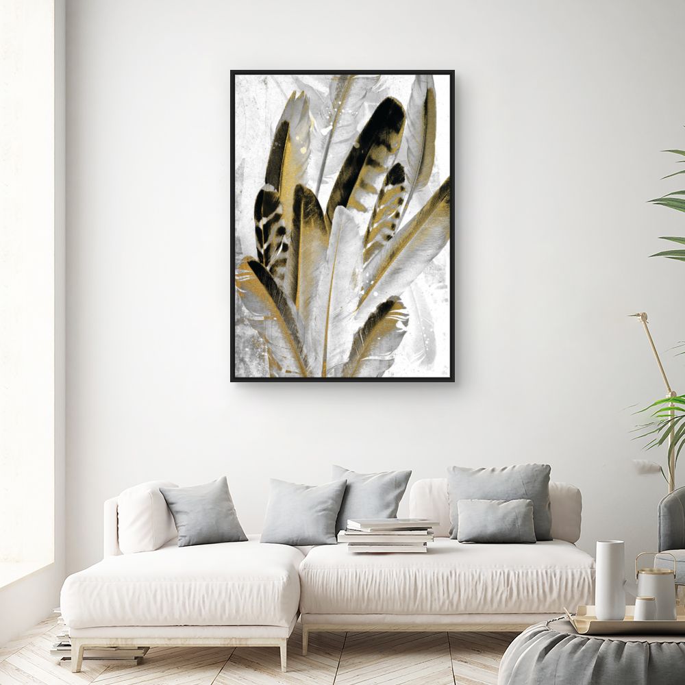 Tableau Plumes dorées élégantes