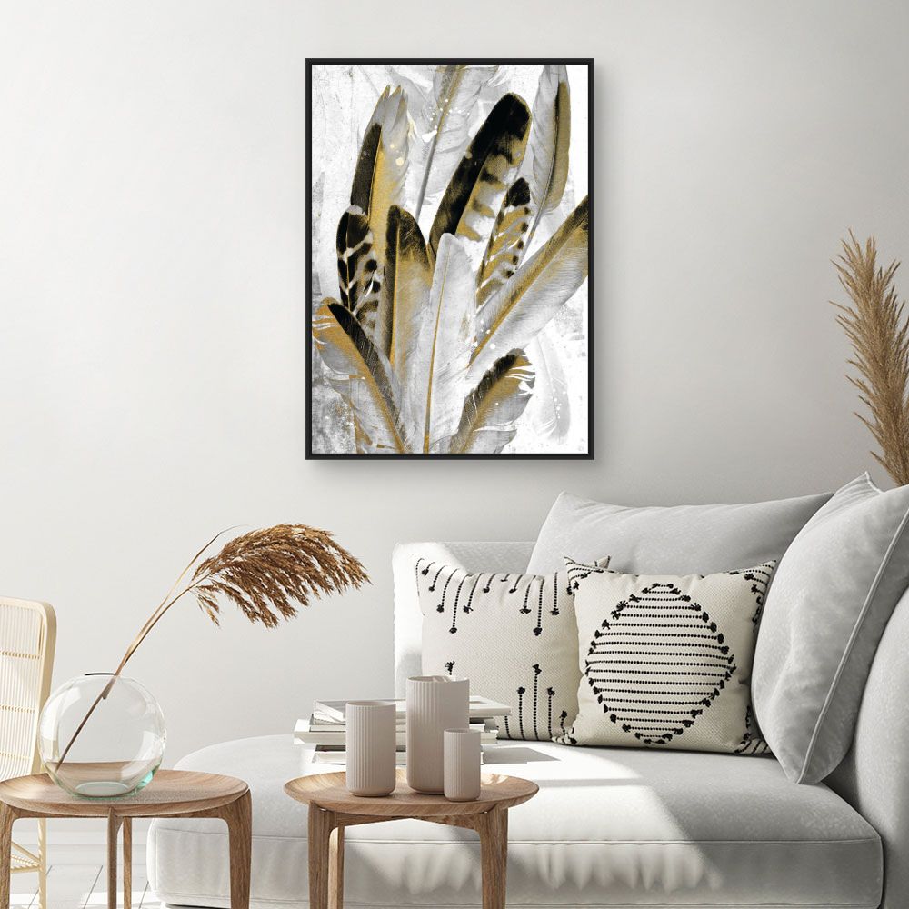 Tableau Plumes dorées élégantes