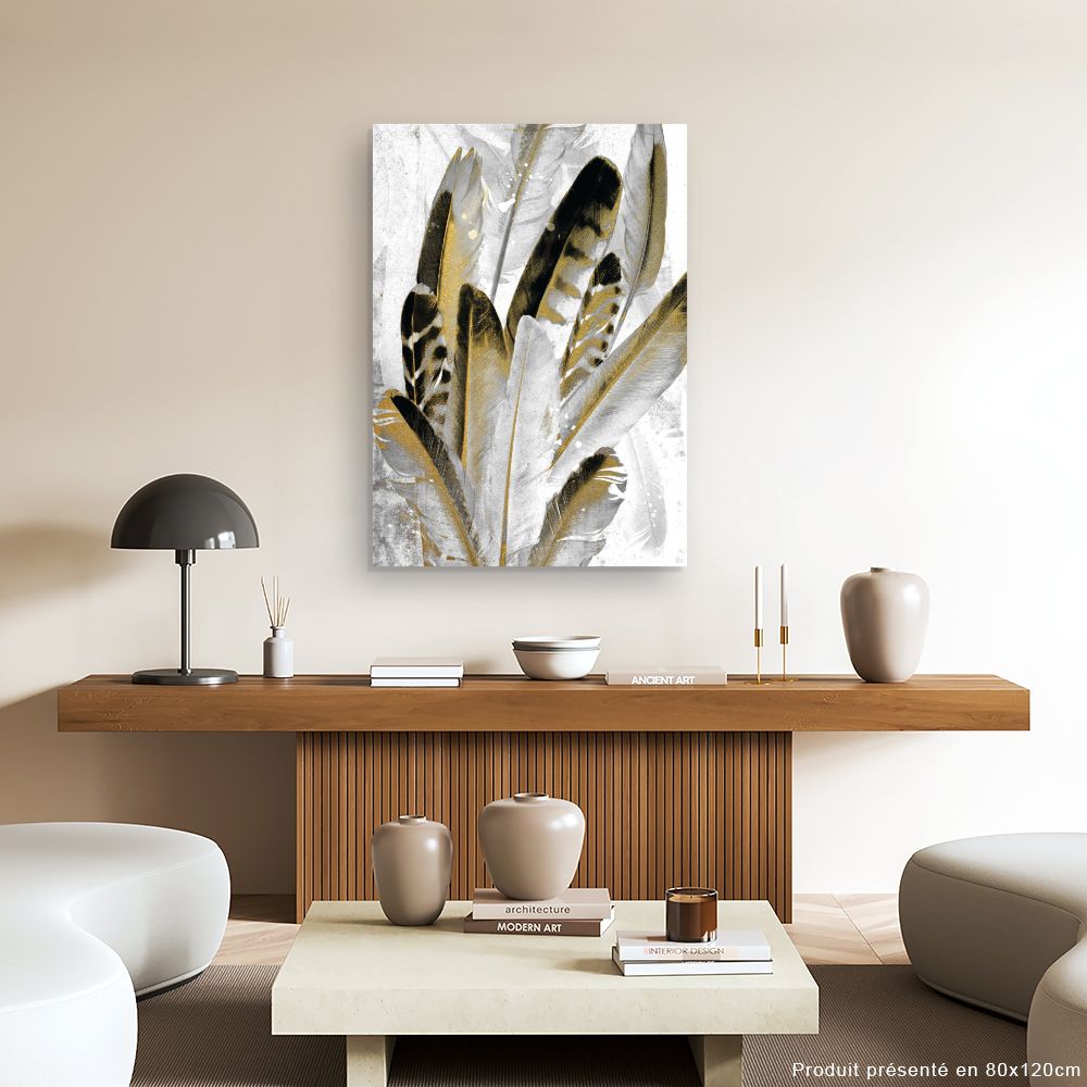 Tableau Plumes dorées élégantes