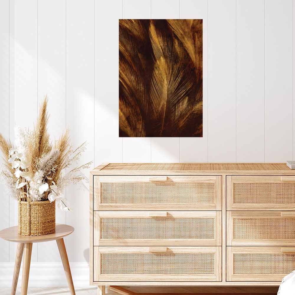 Affiche Plumes dorées élégantes