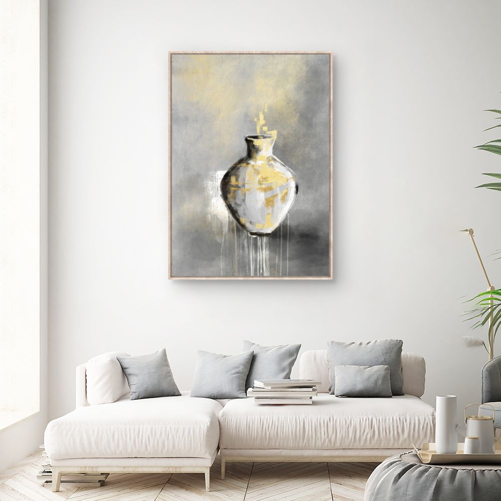 Tableau Vase abstrait doré