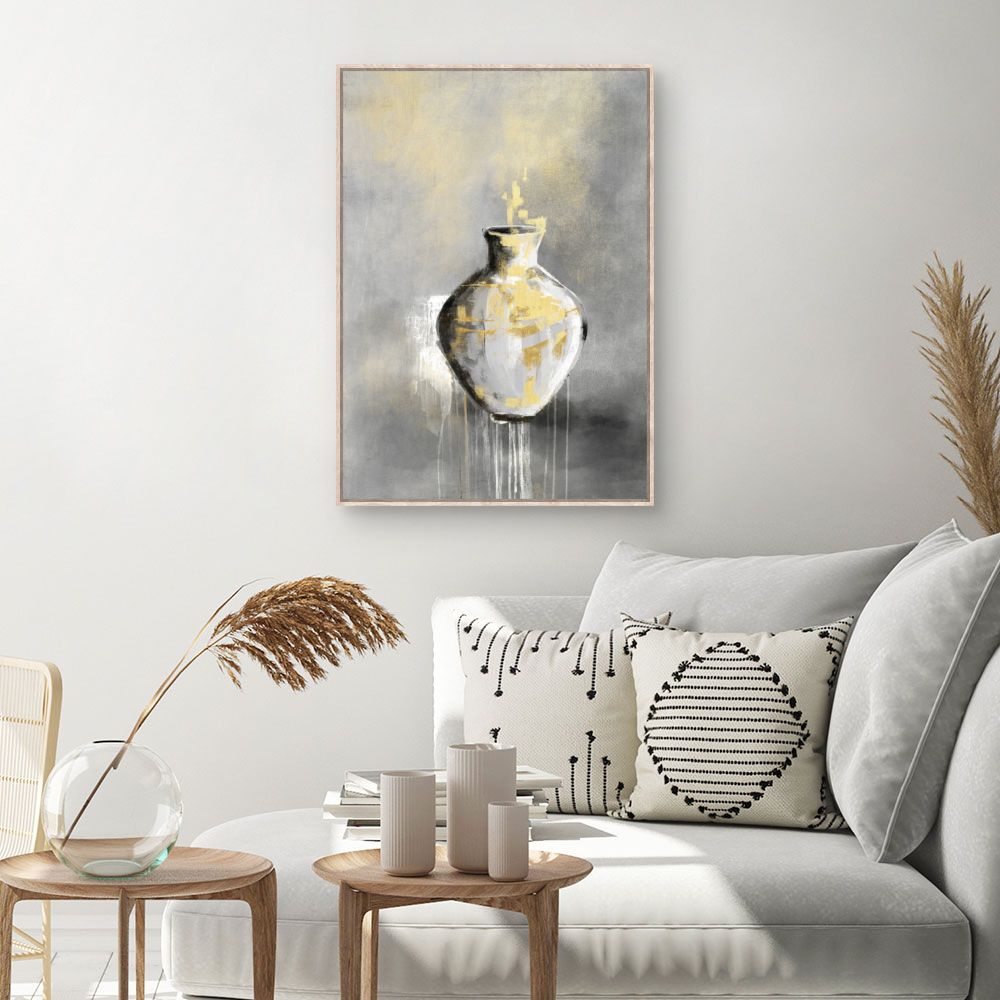 Tableau Vase abstrait doré