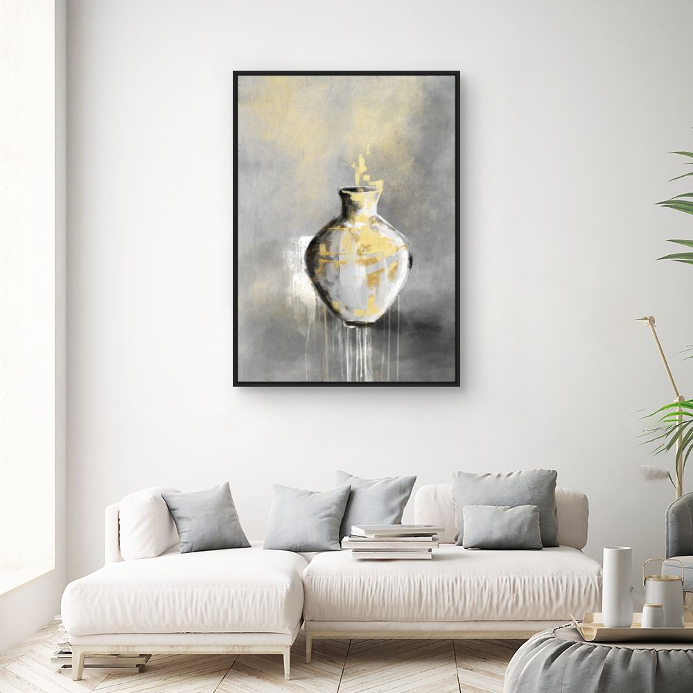 Tableau Vase abstrait doré