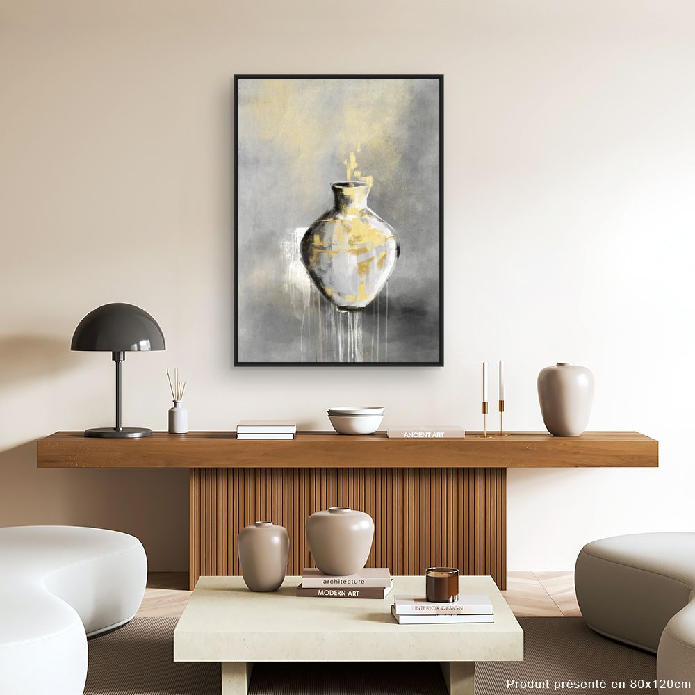 Tableau Vase abstrait doré