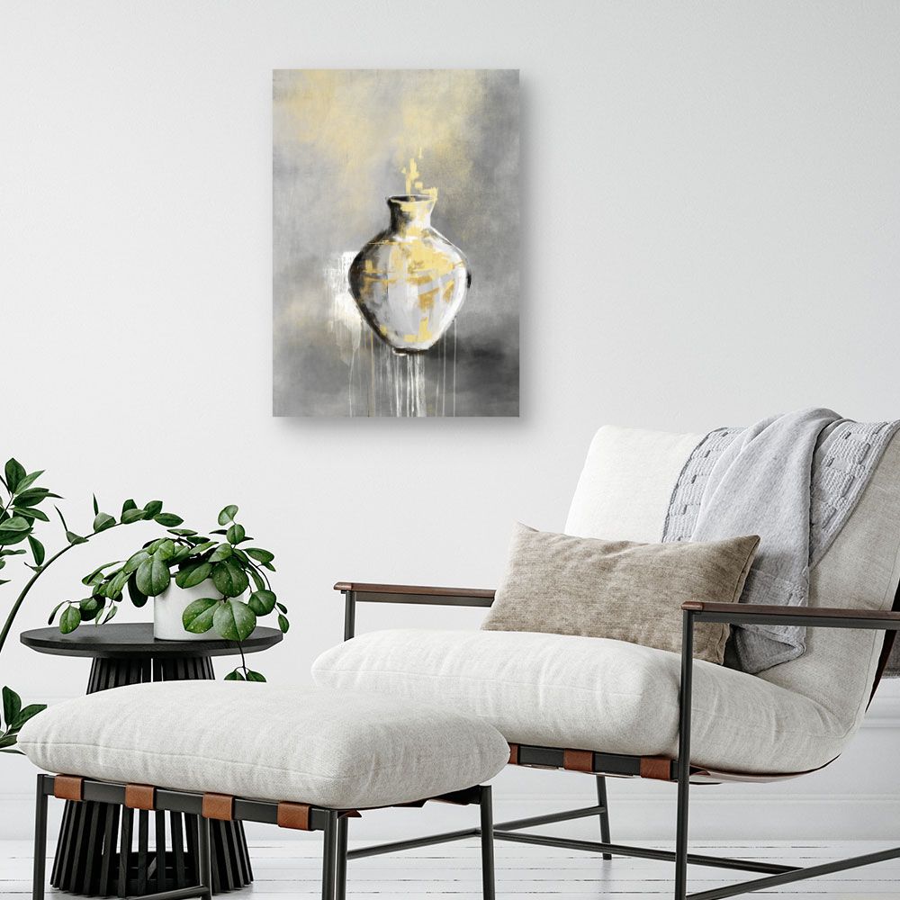 Tableau Vase abstrait doré