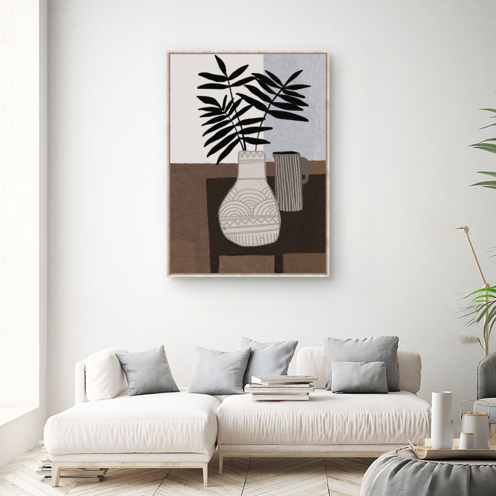 Tableau Vase et feuillage