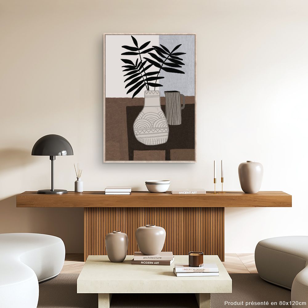 Tableau Vase et feuillage