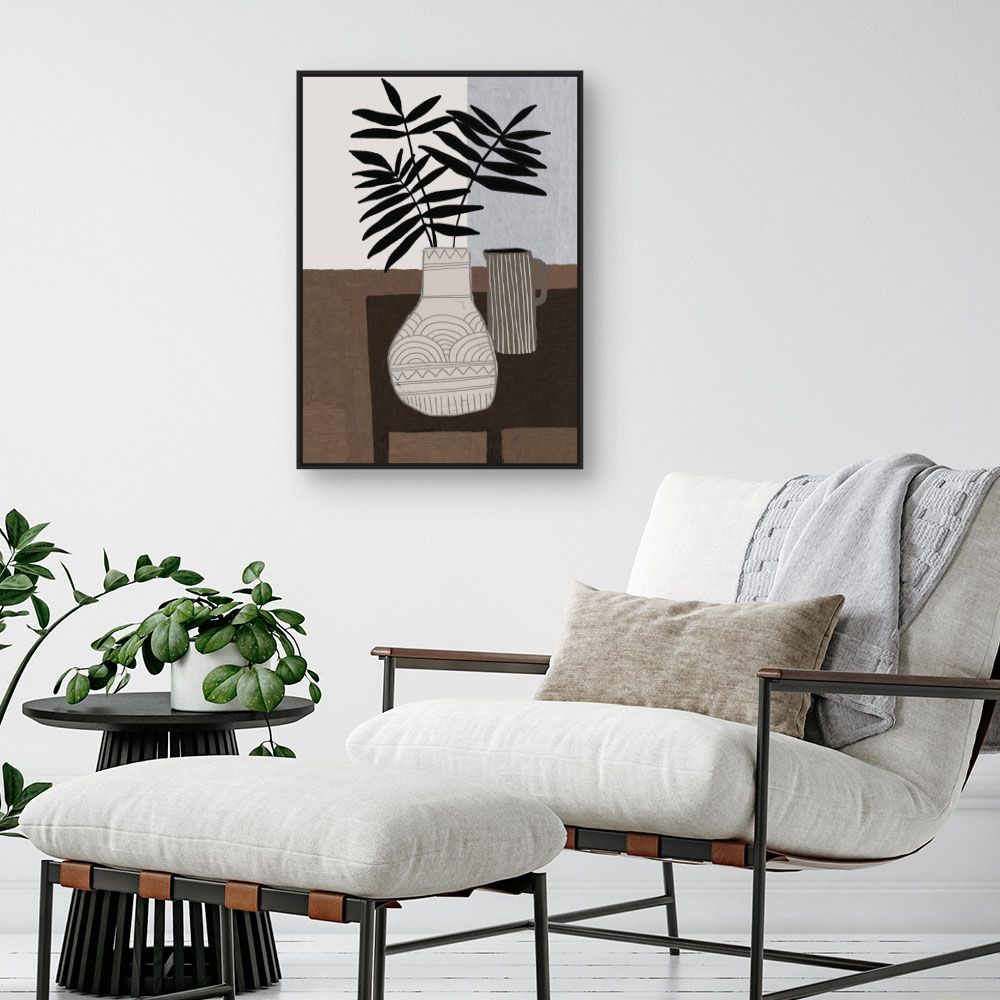 Tableau Vase et feuillage