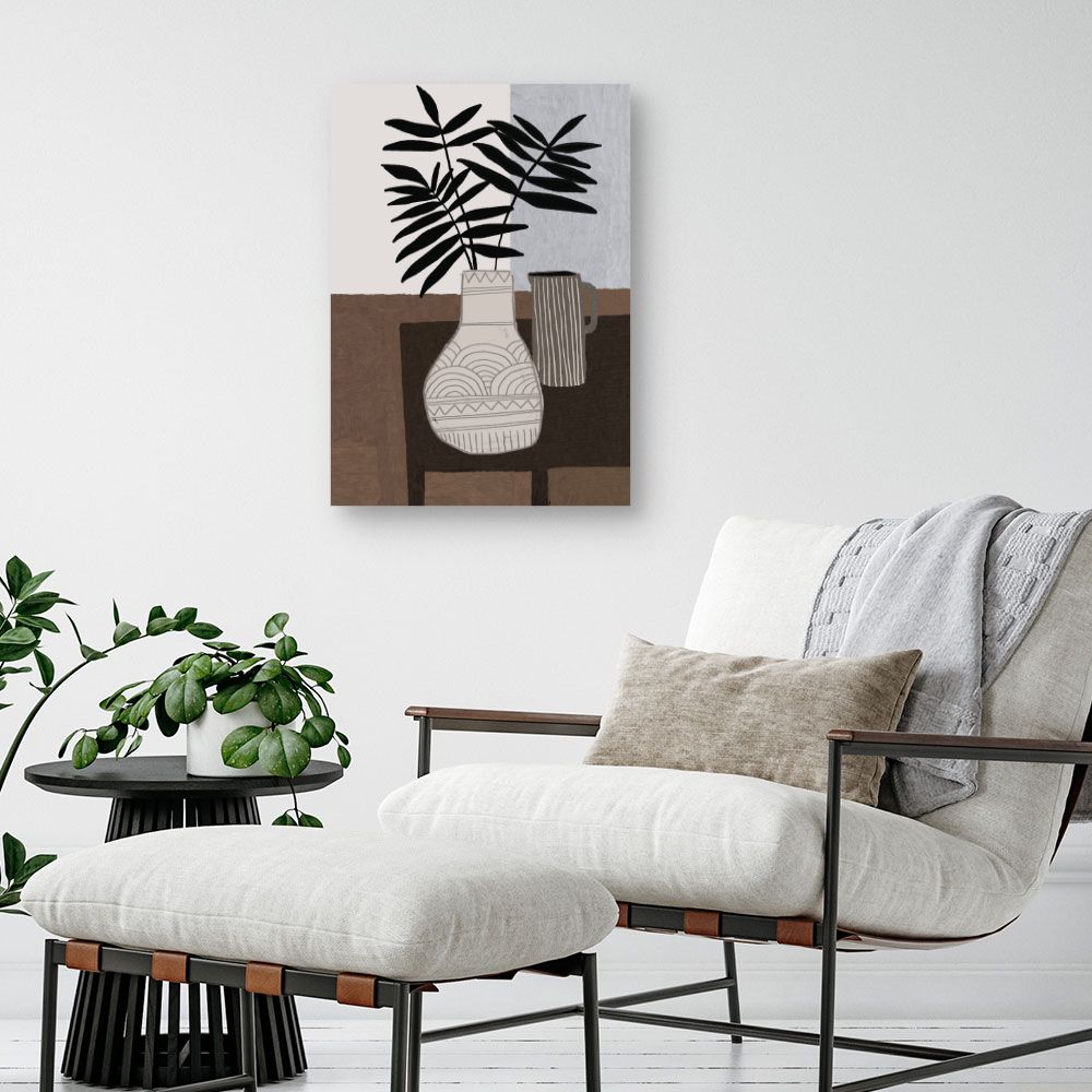 Tableau Vase et feuillage