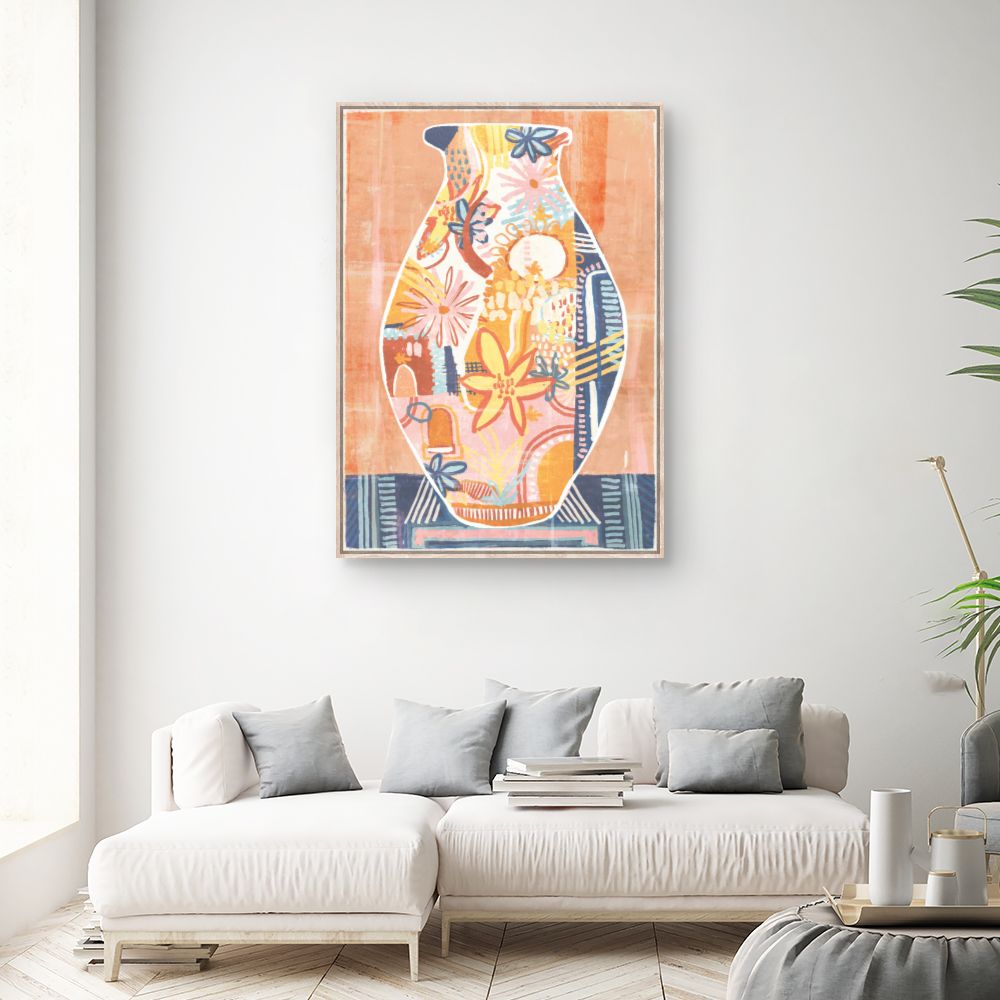 Tableau Vase fleuri vibrant