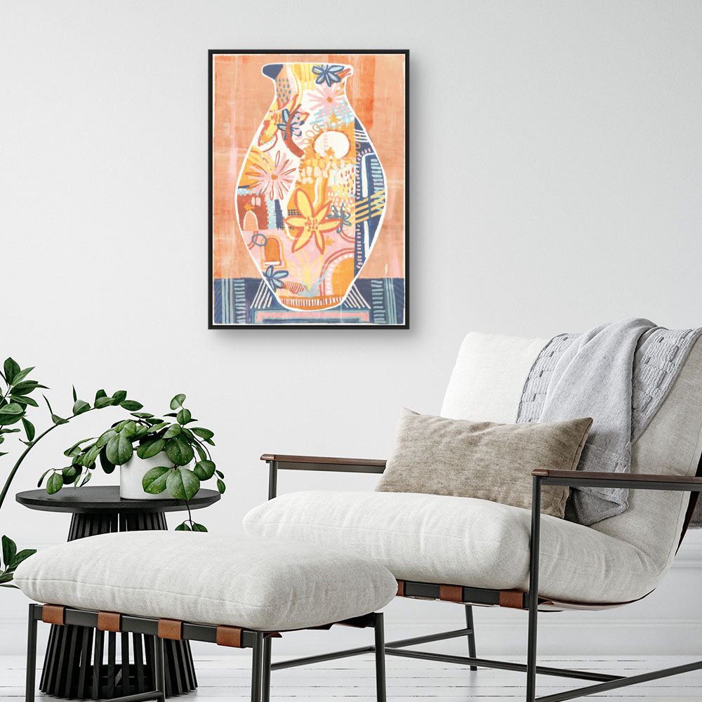 Tableau Vase fleuri vibrant