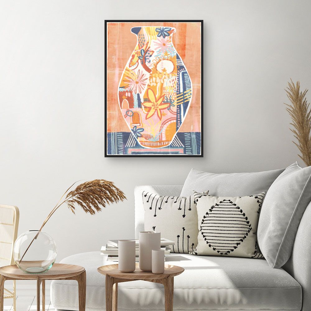 Tableau Vase fleuri vibrant