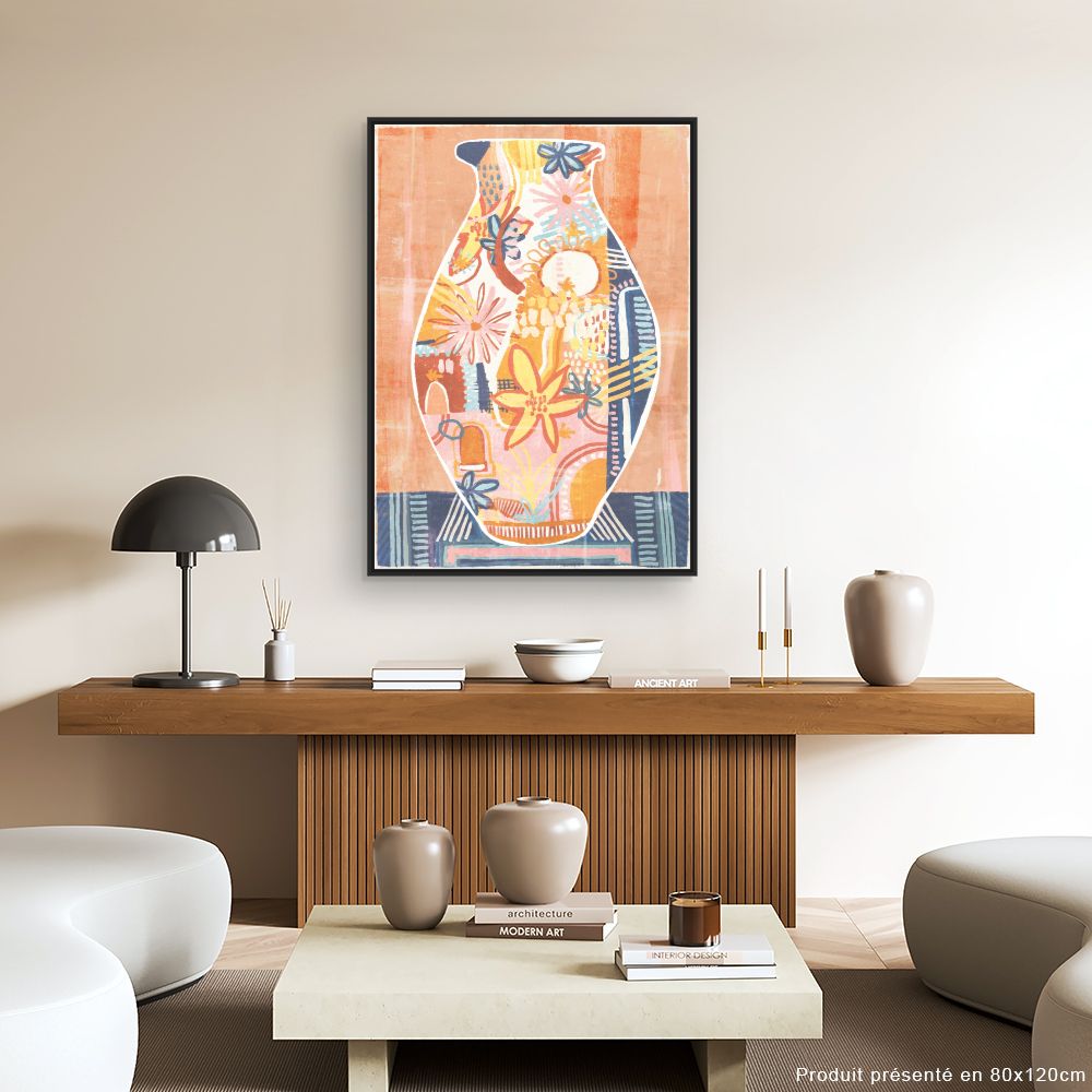 Tableau Vase fleuri vibrant