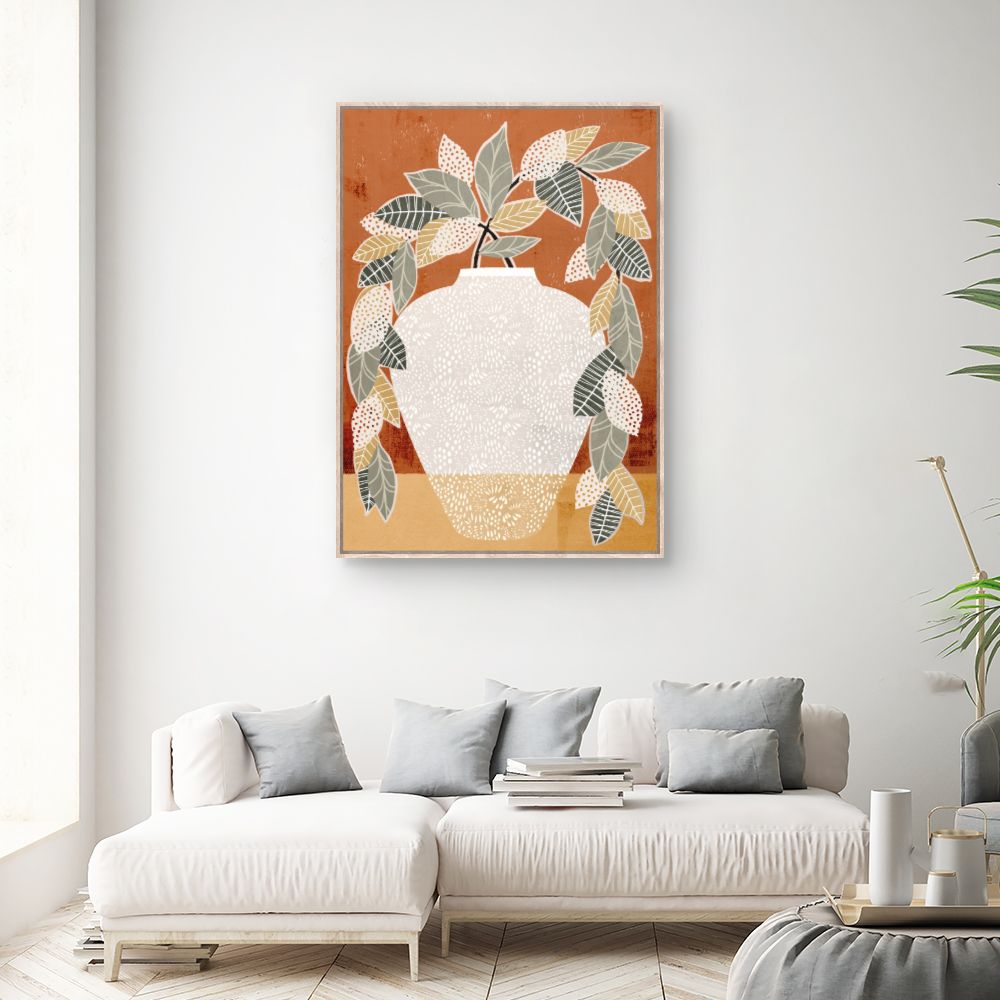 Tableau Vase stylisé feuillu