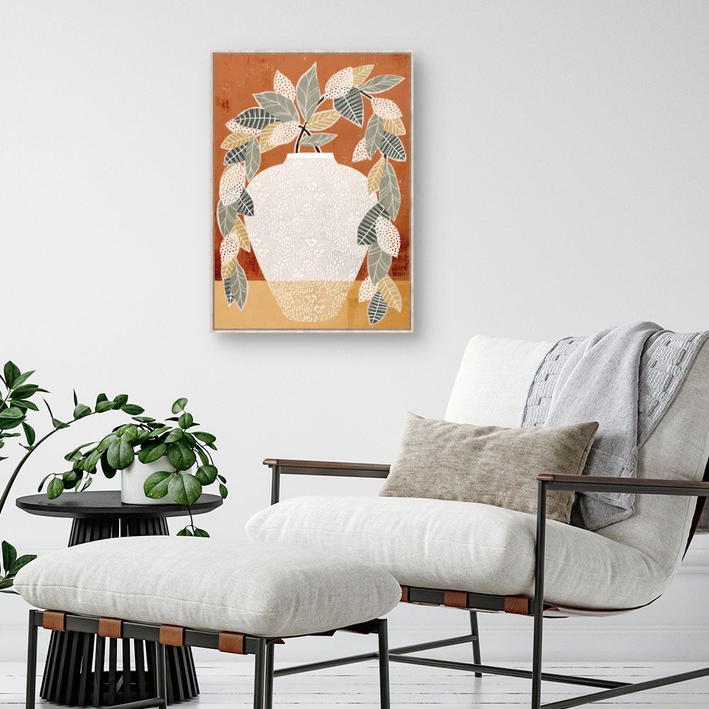 Tableau Vase stylisé feuillu