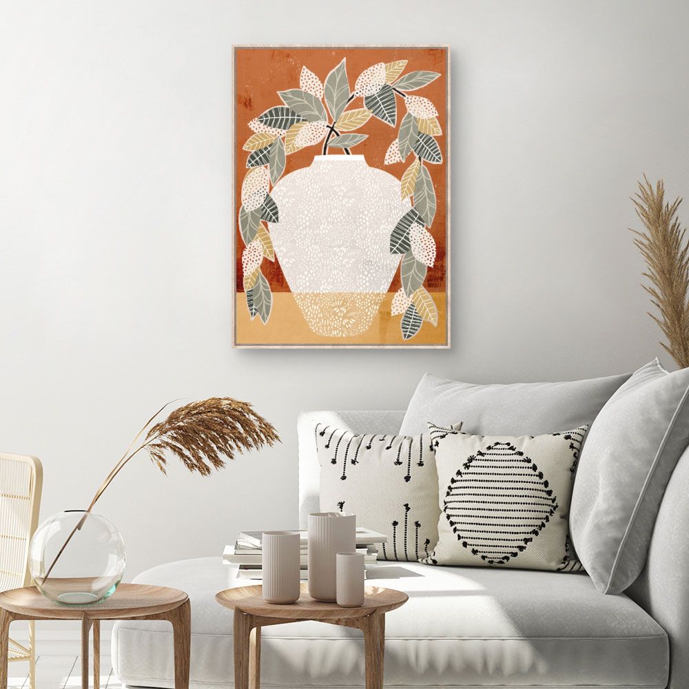 Tableau Vase stylisé feuillu