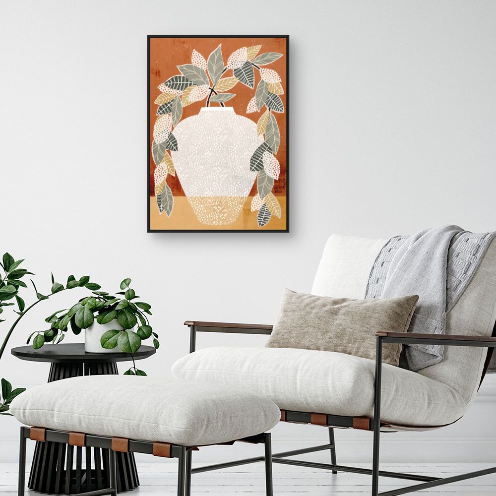 Tableau Vase stylisé feuillu