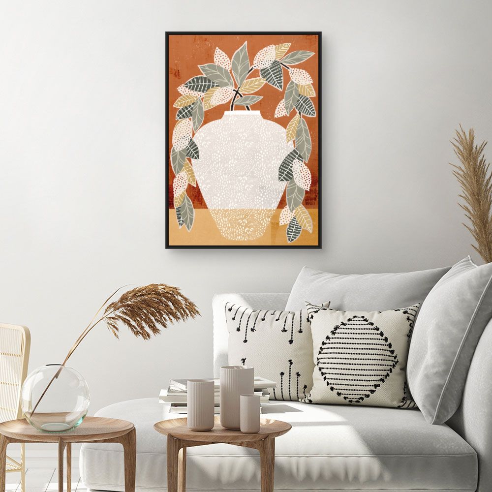 Tableau Vase stylisé feuillu