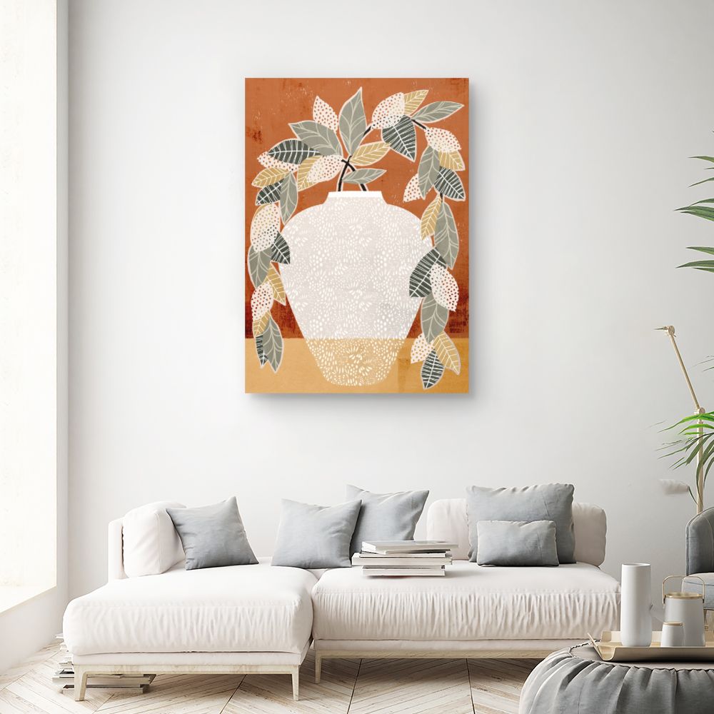 Tableau Vase stylisé feuillu