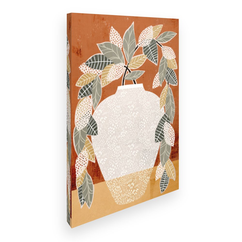 Toile Vase stylisé feuillu