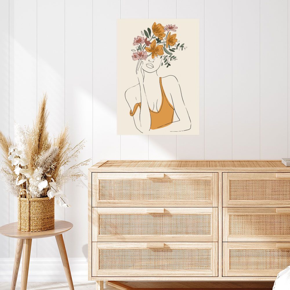Affiche Femme fleurs délicates