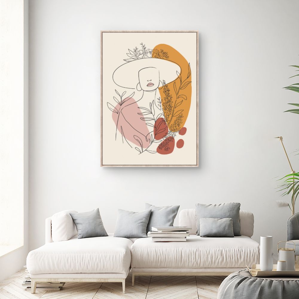 Tableau Portrait floral chic