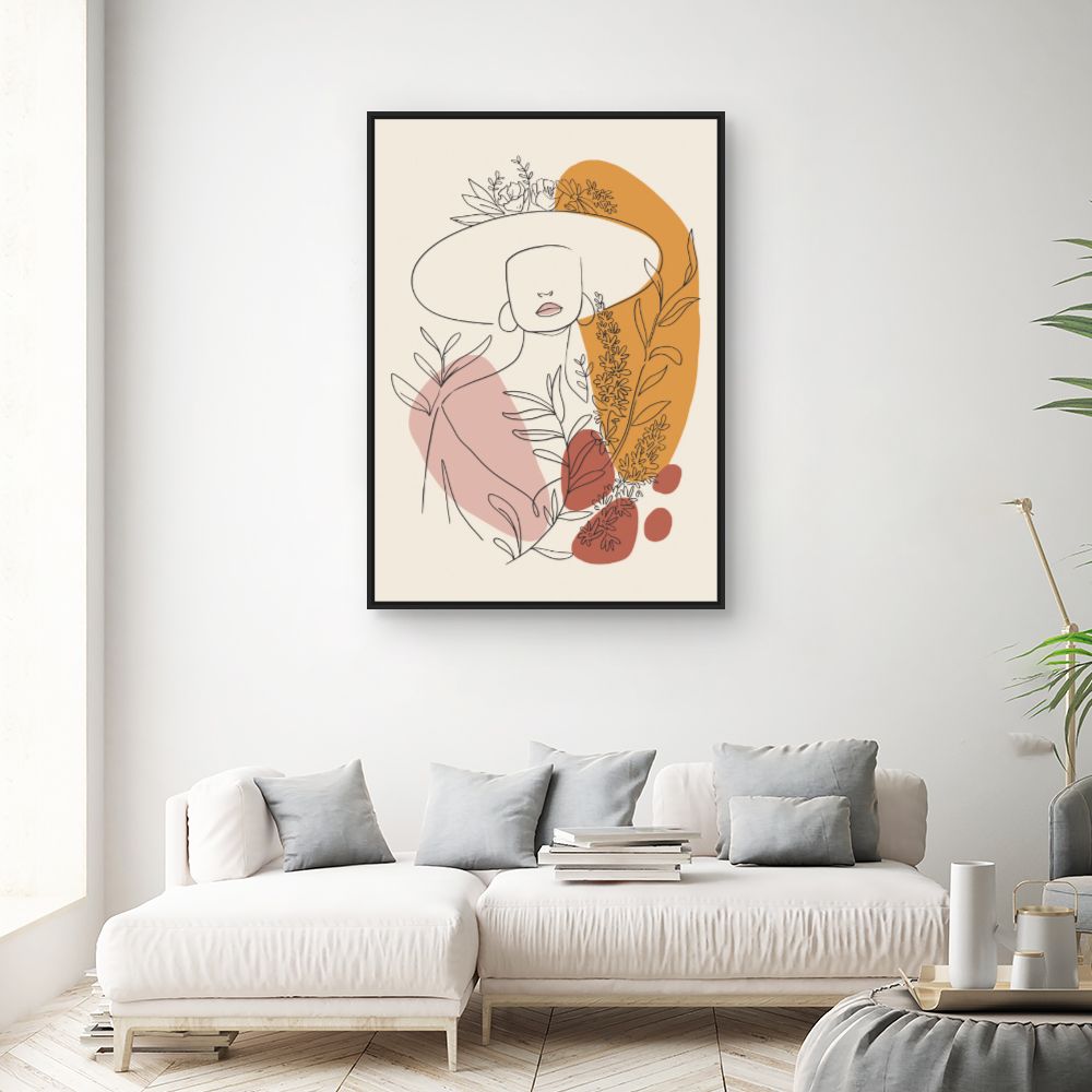 Tableau Portrait floral chic