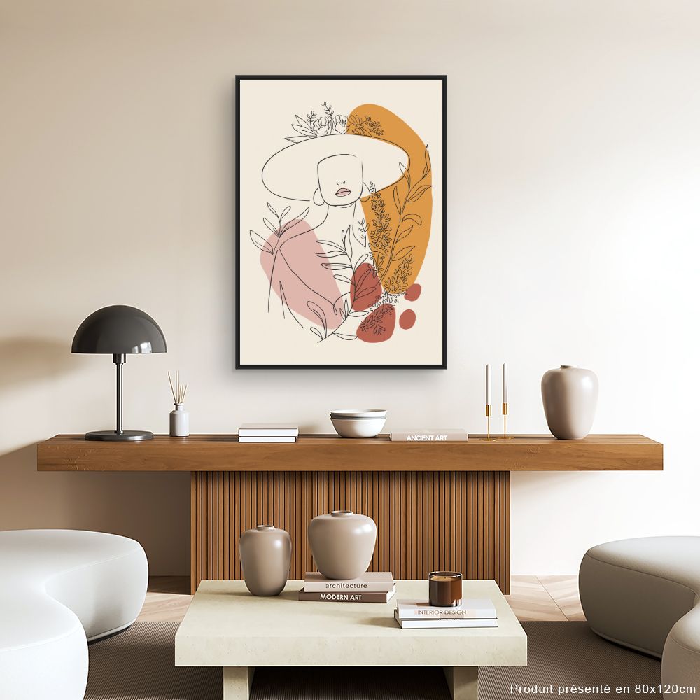 Tableau Portrait floral chic