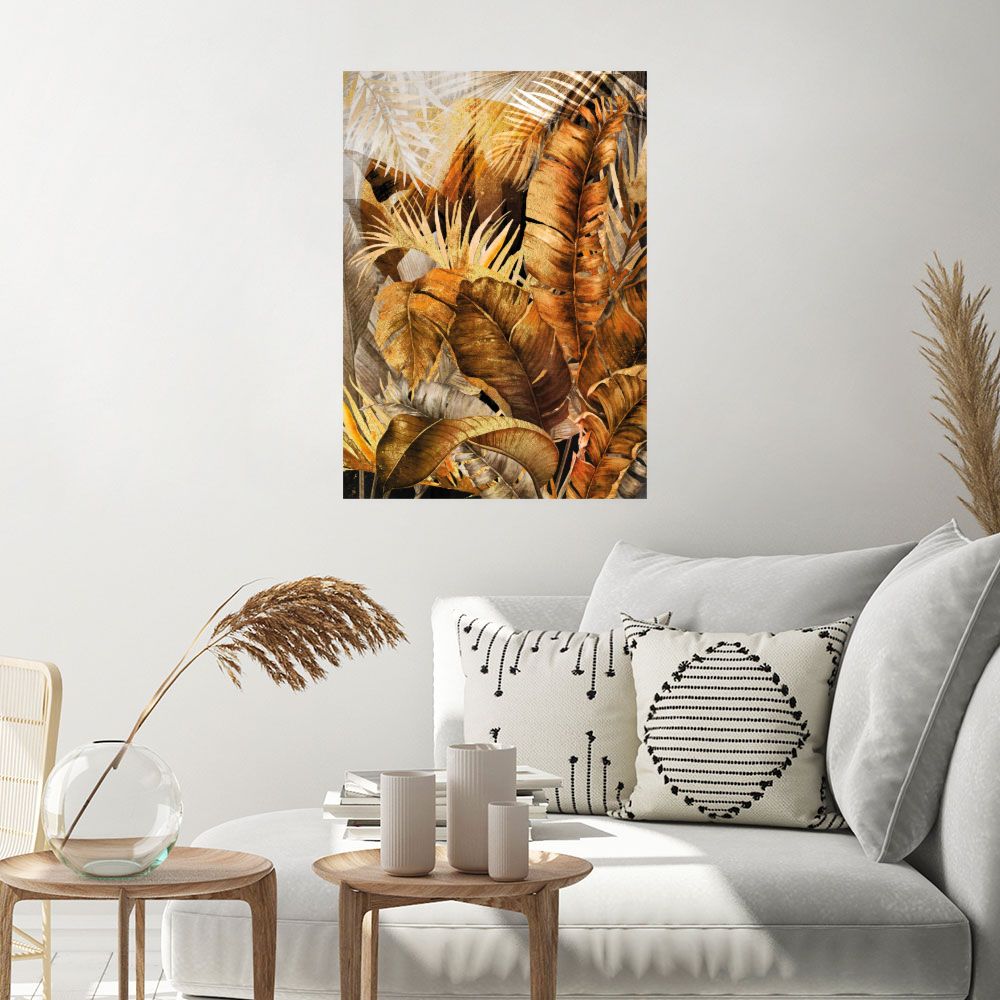 Affiche Feuilles exotiques dorées