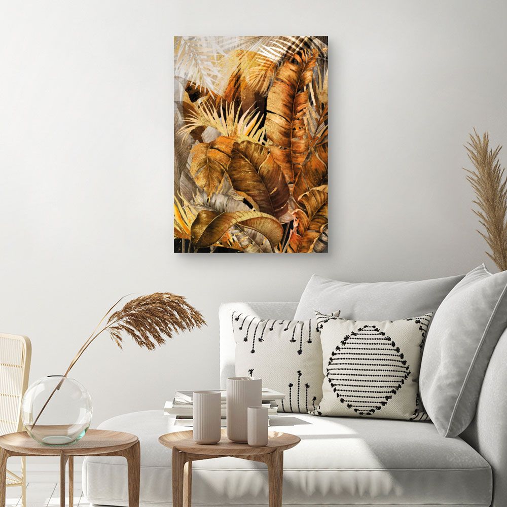 Tableau Feuillage tropical doré