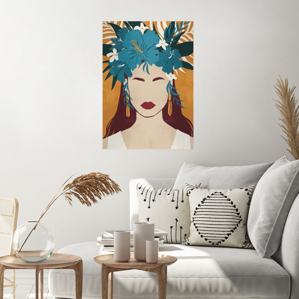 Affiche Femme florale vibrante