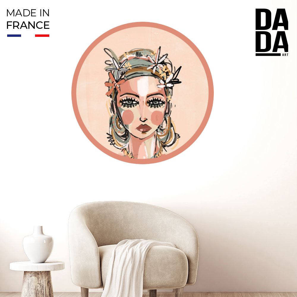 Papier peint rond "Portrait bohème pastel"